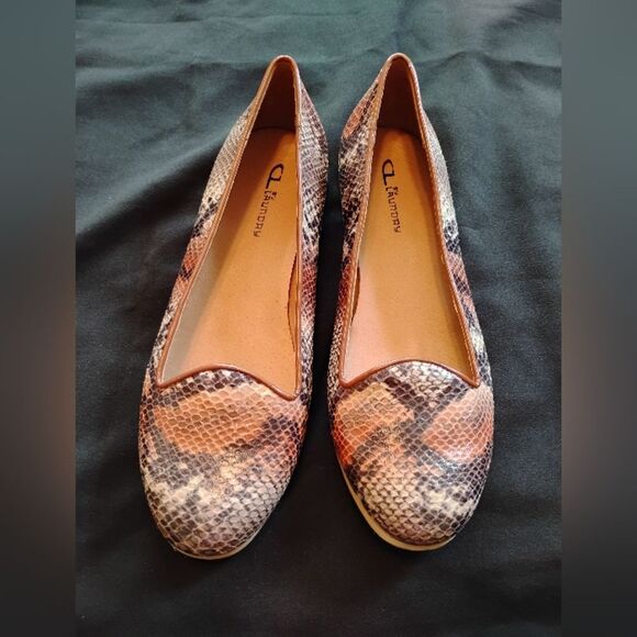 CL By Laundry Women's Brown Faux Snakeskin Slip On Ballet Flats Size 9.5 Casual - Picture 1 of 5